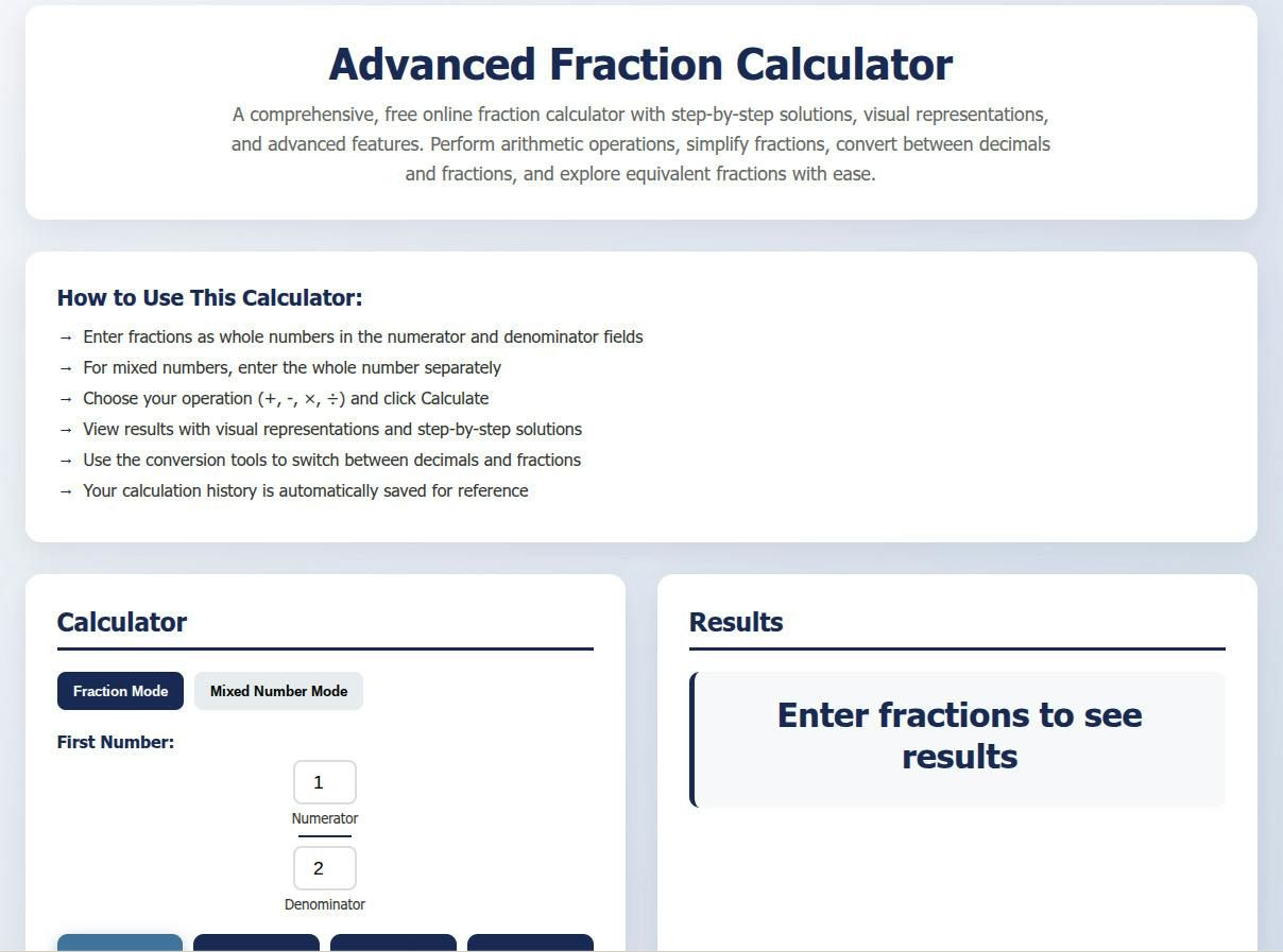 Advanced Fraction Calculator screenshot 1