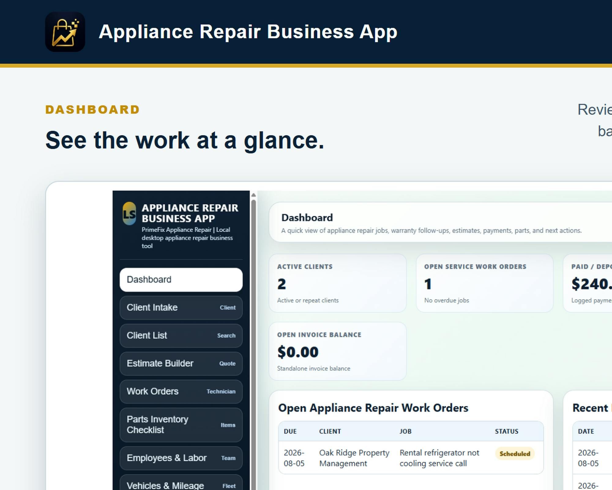 Appliance Repair Business App