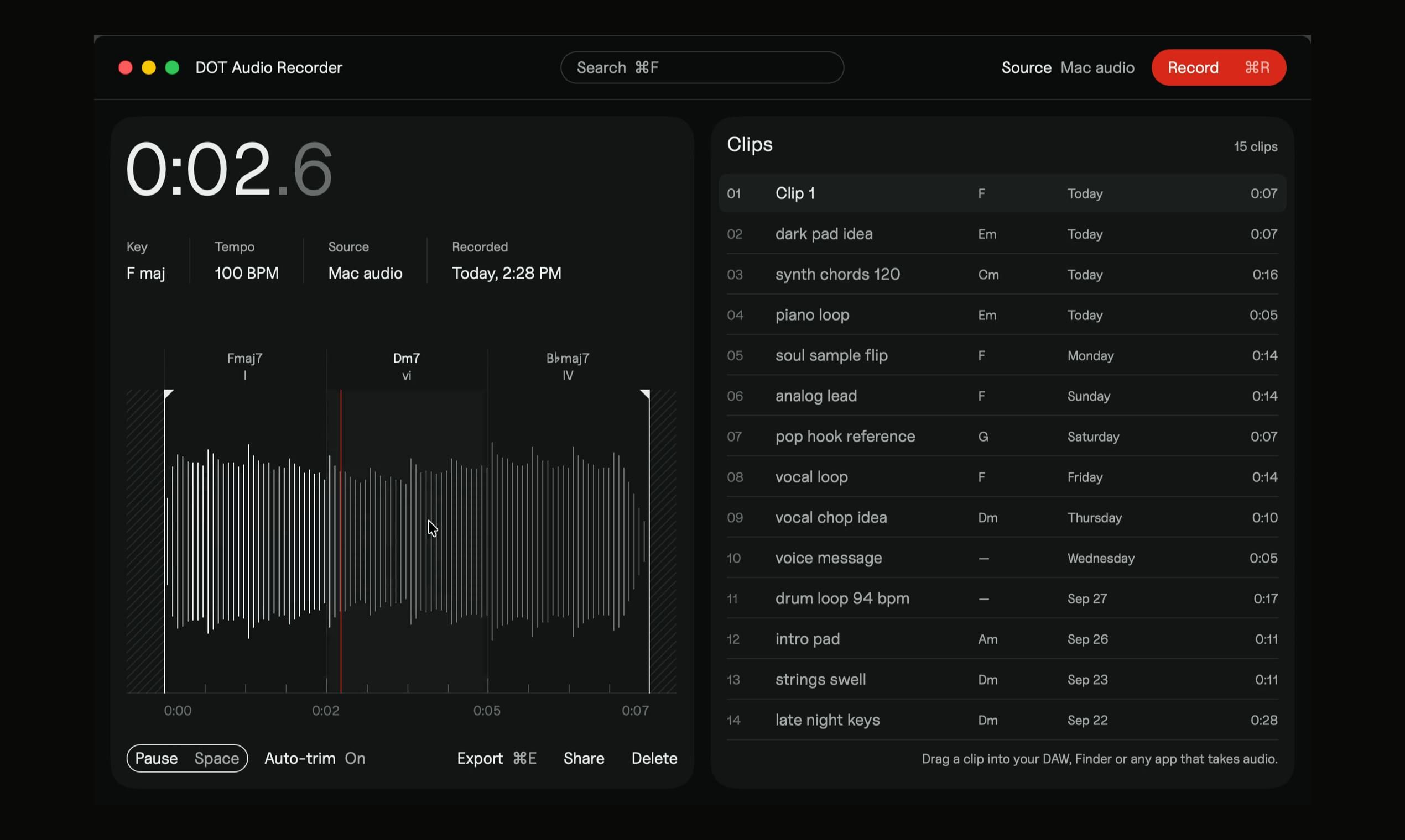 DOT Audio Recorder screenshot 1