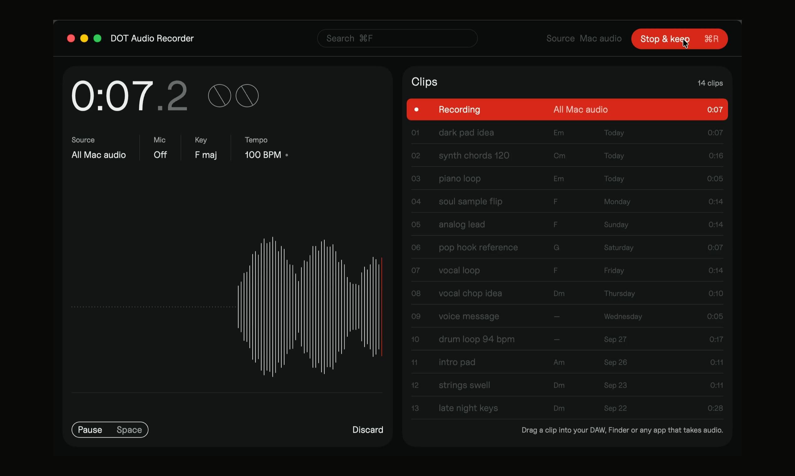 DOT Audio Recorder screenshot 2