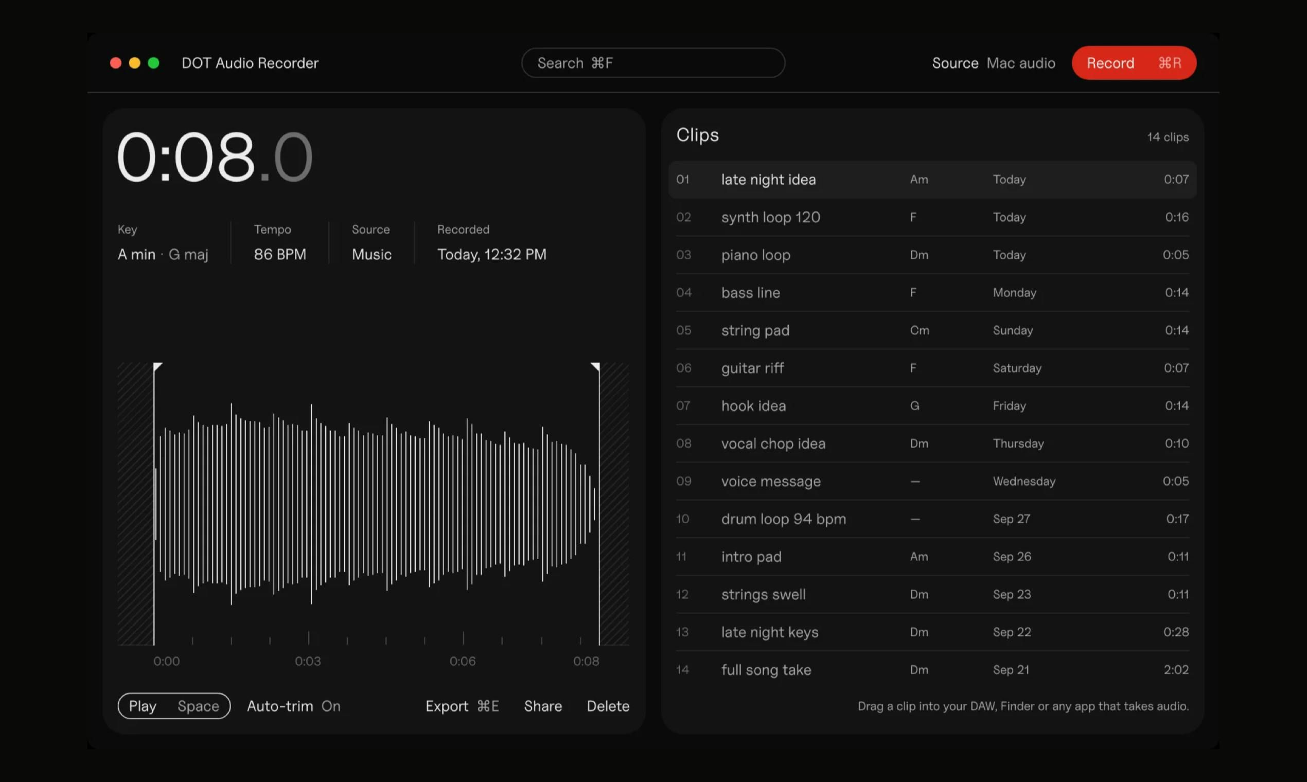 DOT Audio Recorder screenshot 3