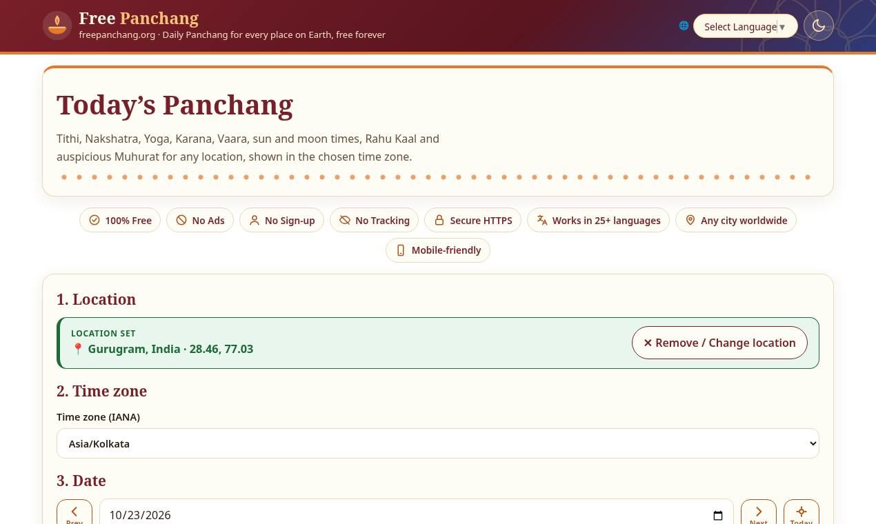 Free Panchang screenshot 1