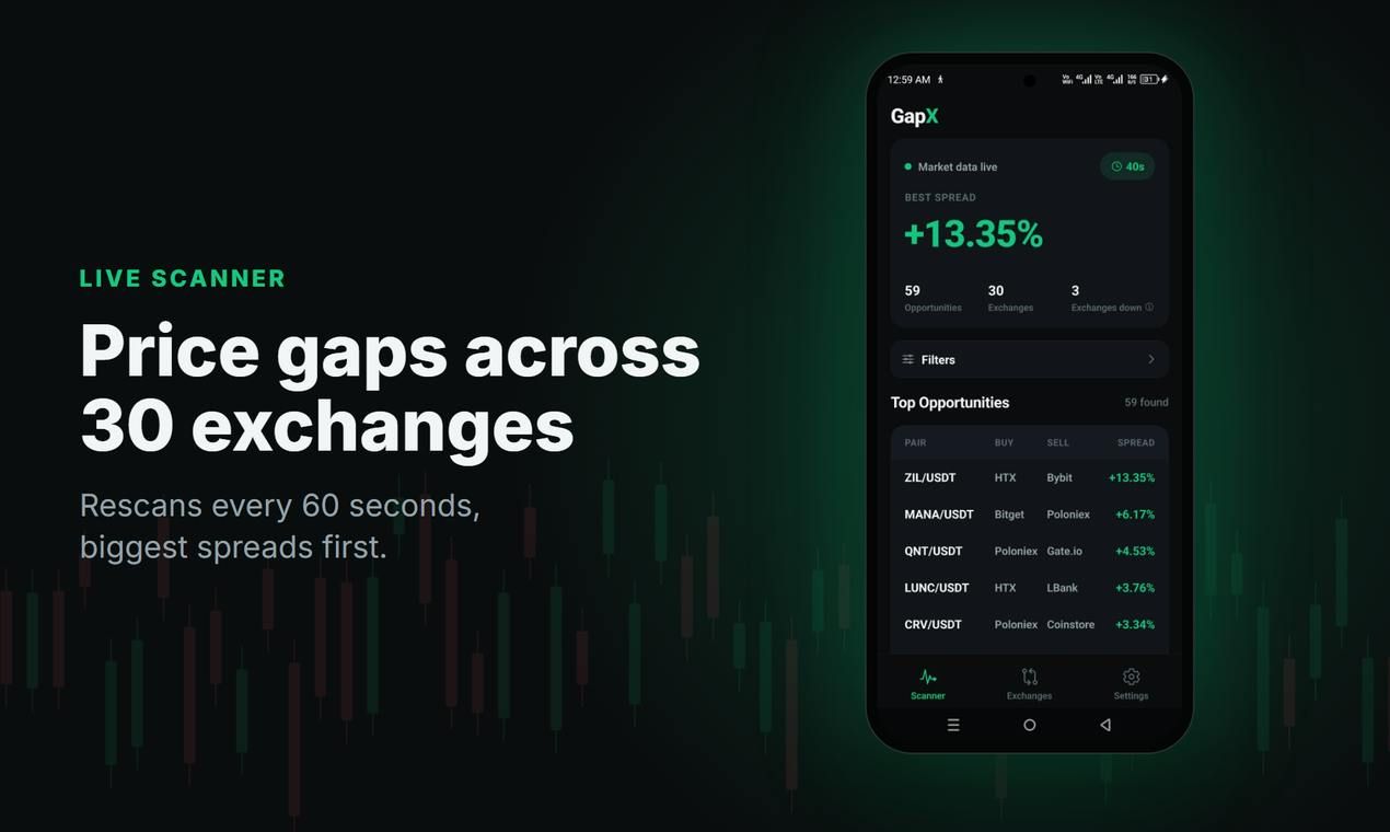 GapX: Crypto Arbitrage Scanner screenshot 1