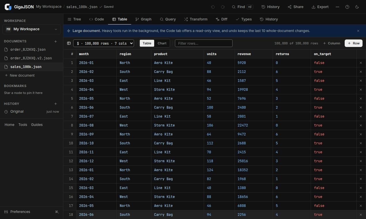 GigaJSON screenshot 3