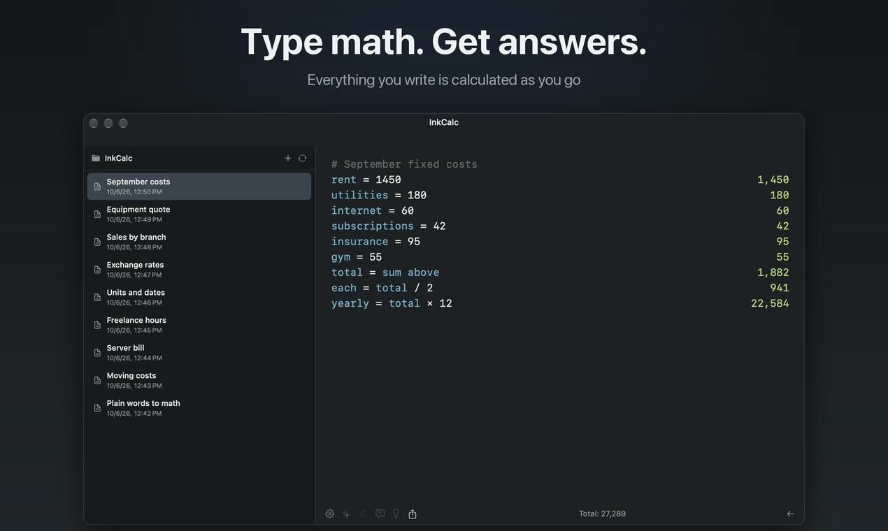 InkCalc screenshot 1