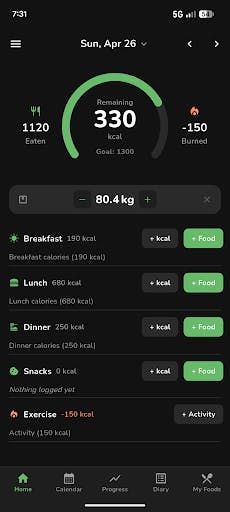 kcalSimple: Calories & Weight screenshot 1