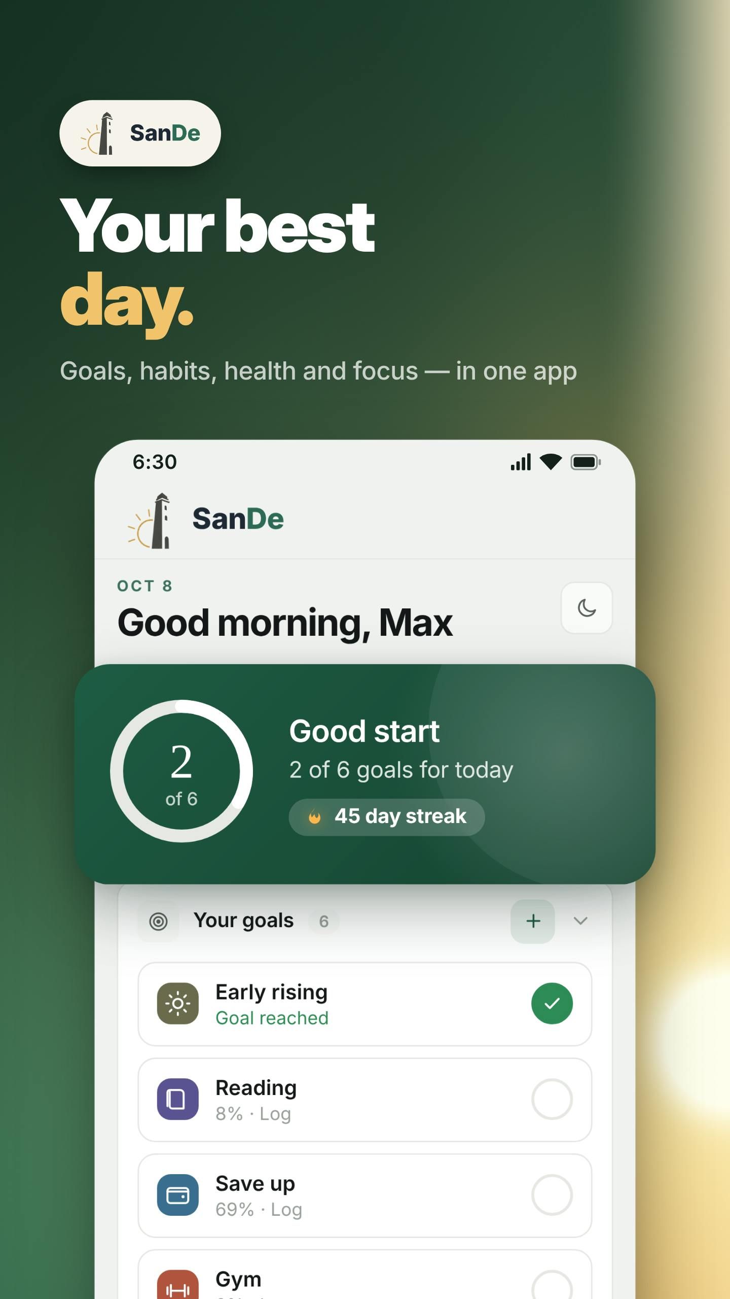 SanDe: Habit & Goal Tracker screenshot 1