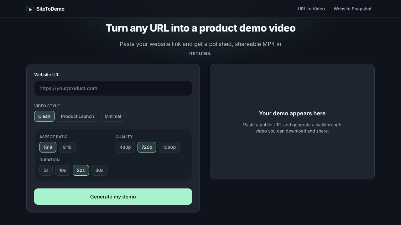SiteToDemo screenshot 1