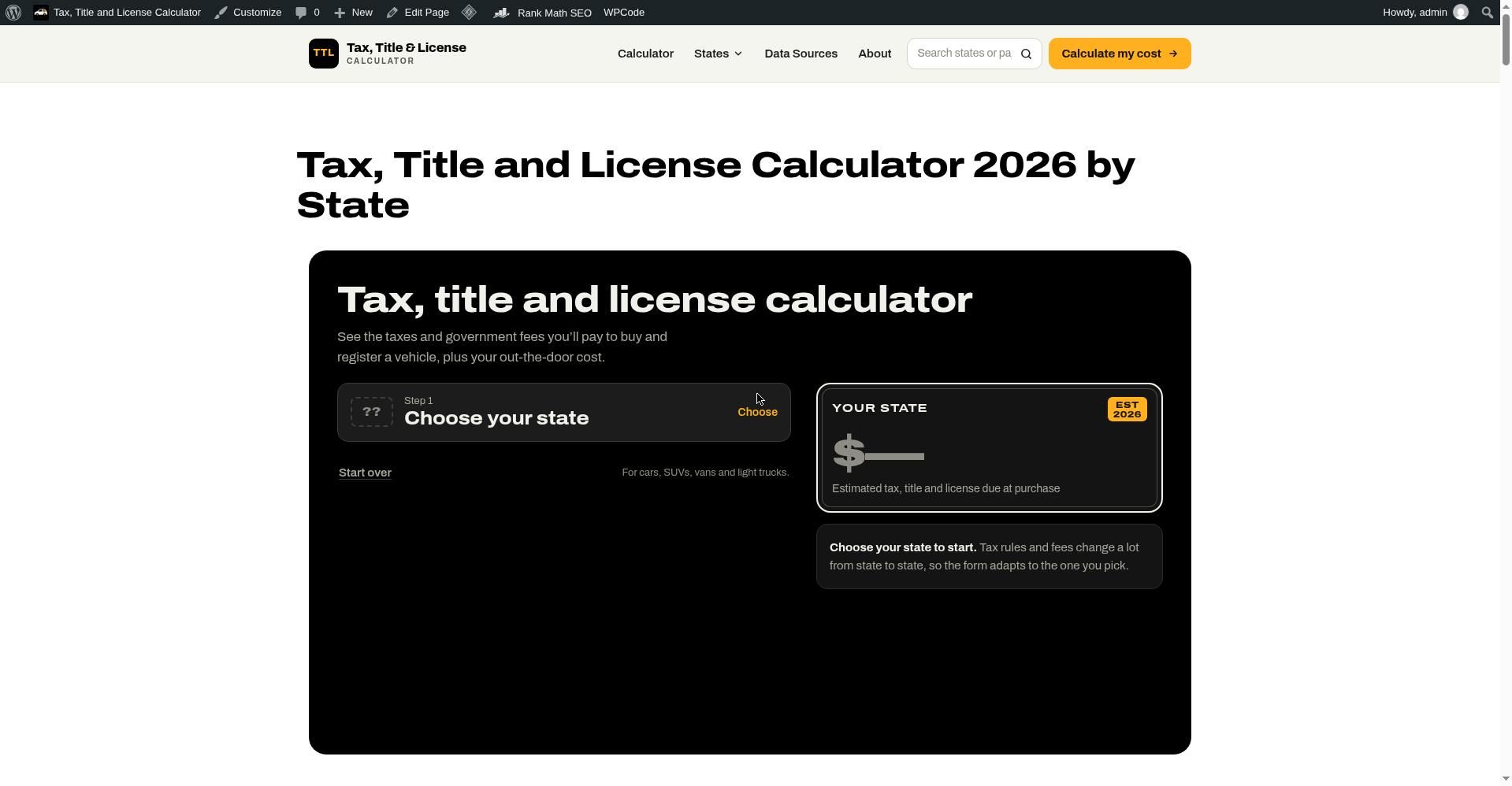 Tax Title and License Calculator screenshot 1