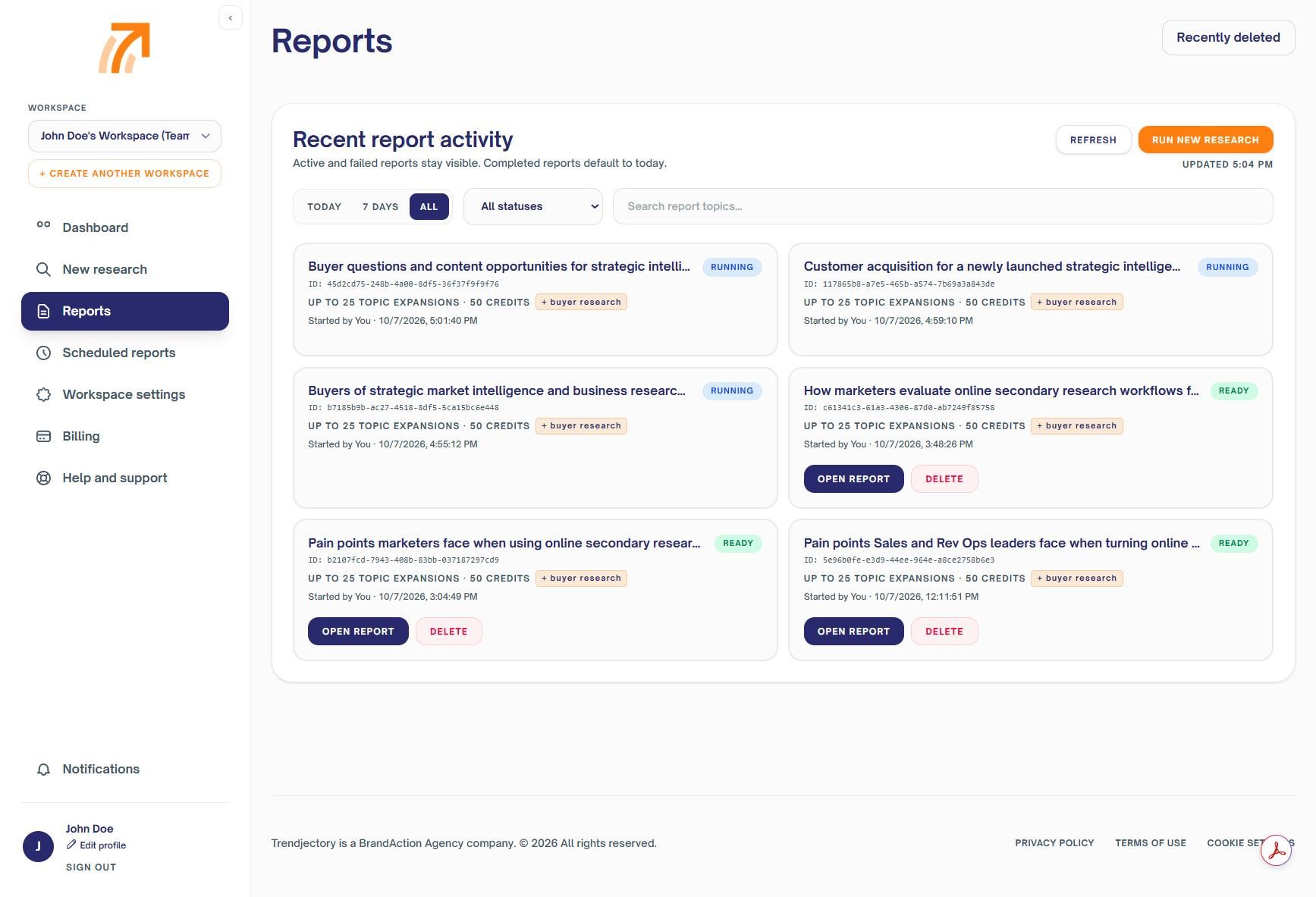 Trendjectory screenshot 2